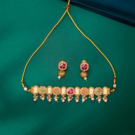 Antique Choker Necklace With Gold Plating