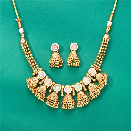 Antique Classic Necklace With Matte Gold Plating