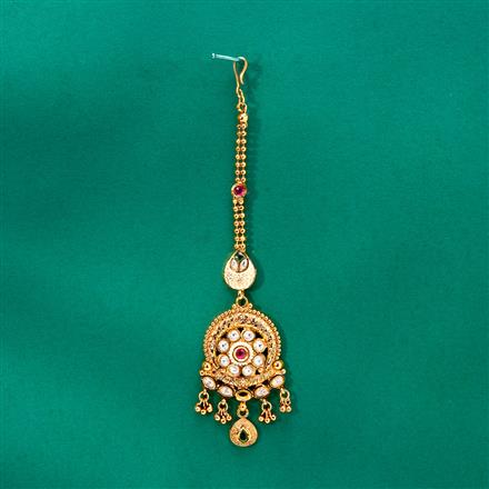 Antique Meenakari Tikka With Matte Gold Plating