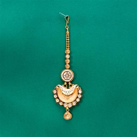 Antique Meenakari Tikka With Matte Gold Plating