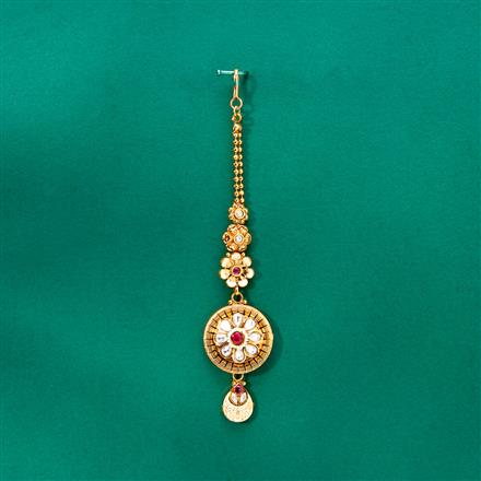 Antique Meenakari Tikka With Matte Gold Plating
