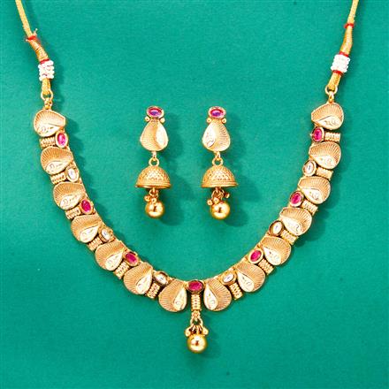 Antique Meenakari Necklace With Matte Gold Plating