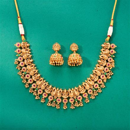 Antique Temple Necklace With Matte Gold Plating
