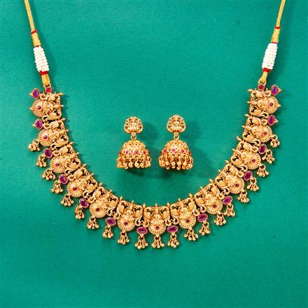 Antique Temple Necklace With Matte Gold Plating