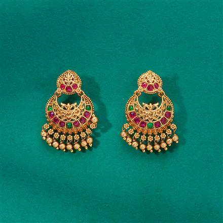 Antique South Indian Earring With Matte Gold Plating