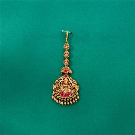 Antique Temple Tikka With Matte Gold Plating
