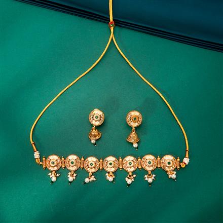 Antique Choker Necklace Set With Gold Plating