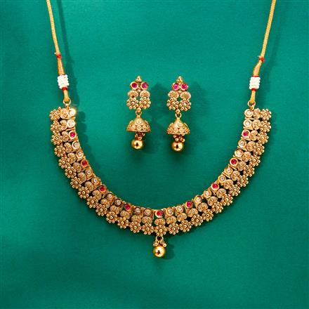 Antique Classic Necklace With Matte Gold Plating