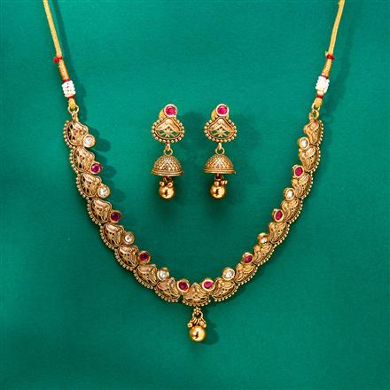 Antique Classic Necklace With Matte Gold Plating