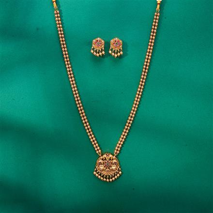 Antique Long Necklace Set With Gold Plating