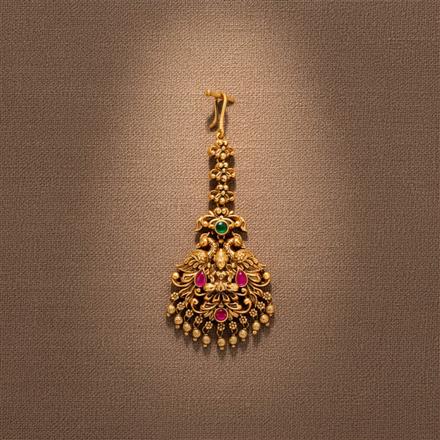 Antique Temple Tikka With Matte Gold Plating