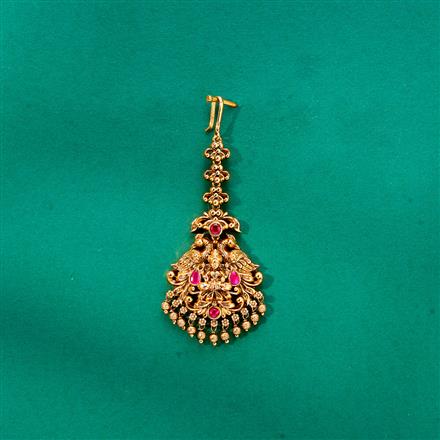 Antique Temple Tikka With Matte Gold Plating
