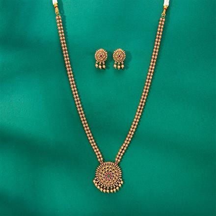 Antique Long Necklace Set With Gold Plating