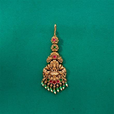 Antique South Indian Tikka With Matte Gold Plating