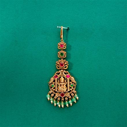 Antique South Indian Tikka With Matte Gold Plating
