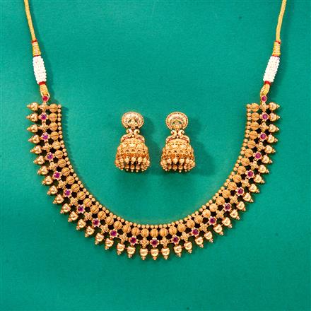 Antique South Indian Necklace With Matte Gold Plating