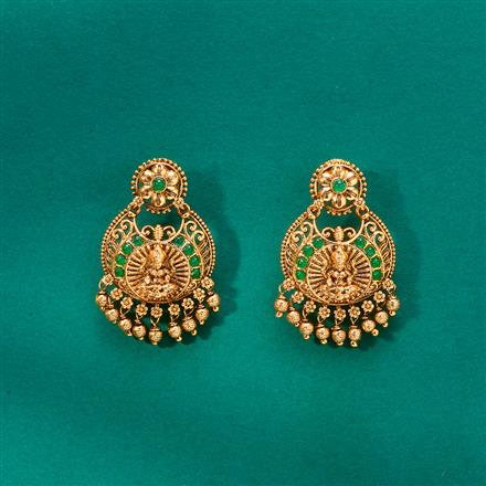 Antique South Indian Earring With Matte Gold Plating