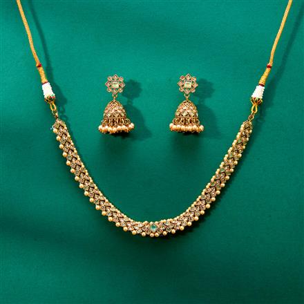 Antique Classic Necklace With Mehndi Plating