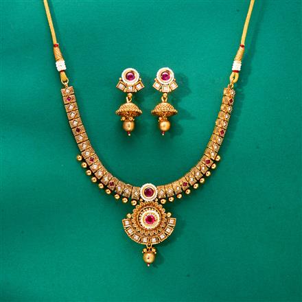 Antique Classic Necklace Set With Matte Gold Plating