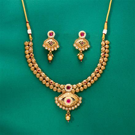 Antique Classic Necklace Set With Matte Gold Plating