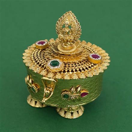 Antique Temple Sindoor Box With Gold Plating