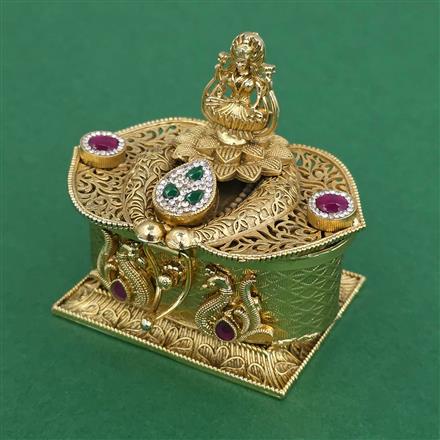 Antique Temple Sindoor Box With Gold Plating