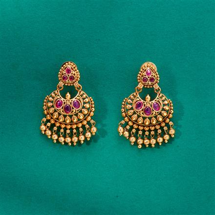 Antique South Indian Earring With Matte Gold Plating