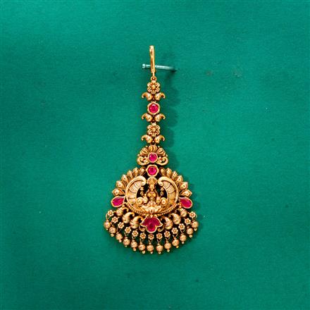 Antique South Indian Tikka With Matte Gold Plating