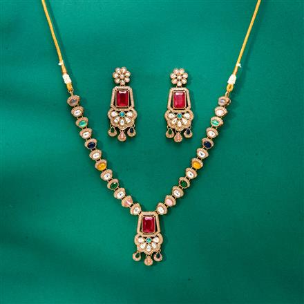 Antique Classic Necklace Set With Mehndi Plating