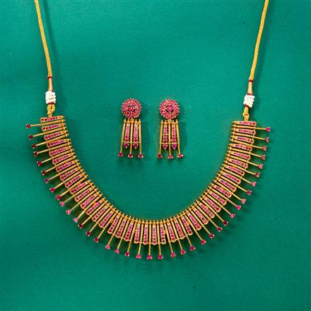 Antique Classic Necklace Set With Matte Gold Plating