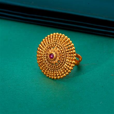 Antique Adjustable Ring With Matte Gold Plating