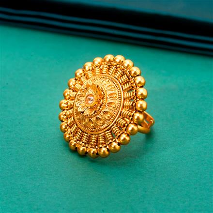 Antique Adjustable Ring With Matte Gold Plating