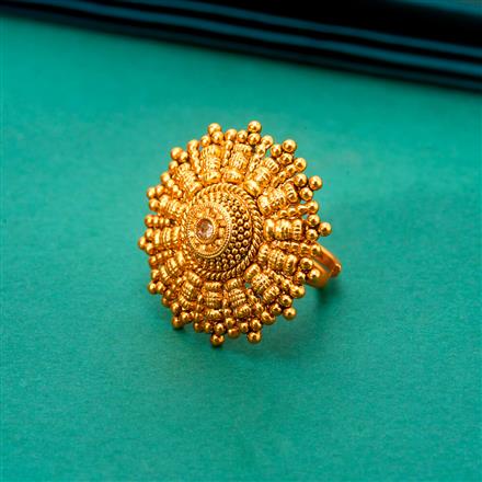 Antique Adjustable Ring With Matte Gold Plating