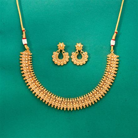 Antique Plain Gold Necklace Set With Gold Plating