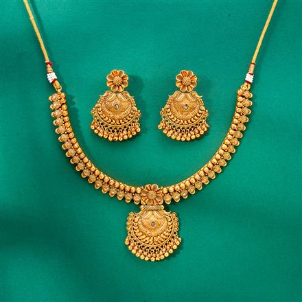 Antique Classic Necklace Set With Matte Gold Plating