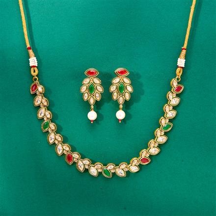 Antique Meenakari Necklace Set With Gold Plating