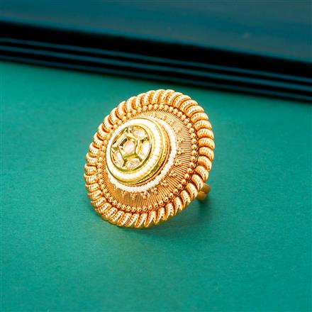 Antique Adjustable Ring With Matte Gold Plating