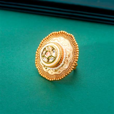 Antique Adjustable Ring With Matte Gold Plating
