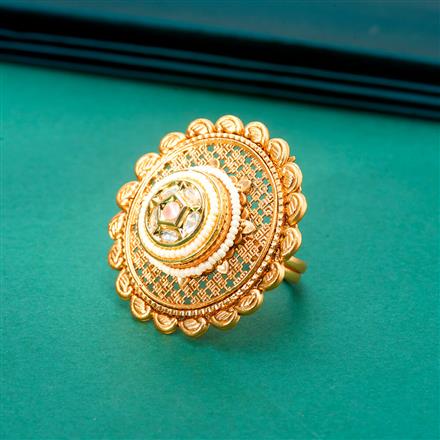 Antique Adjustable Ring With Matte Gold Plating