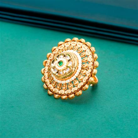 Antique Adjustable Ring With Matte Gold Plating