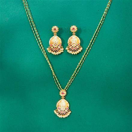 Antique Meenakari Pendant Set With Gold Plating