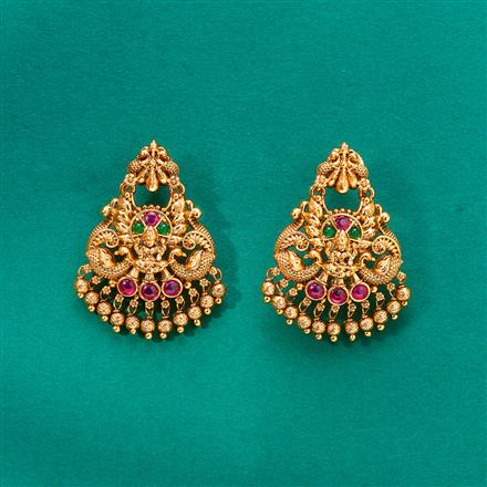 Antique Temple Earring With Matte Gold Plating