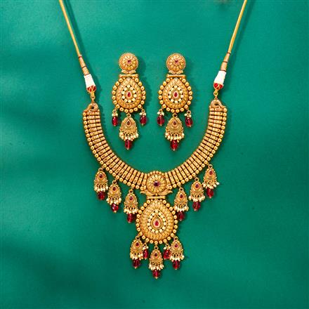 Antique Classic Necklace With Matte Gold Plating