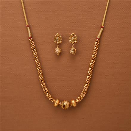 Antique Plain Matte Gold Necklace With Matte Gold Plating