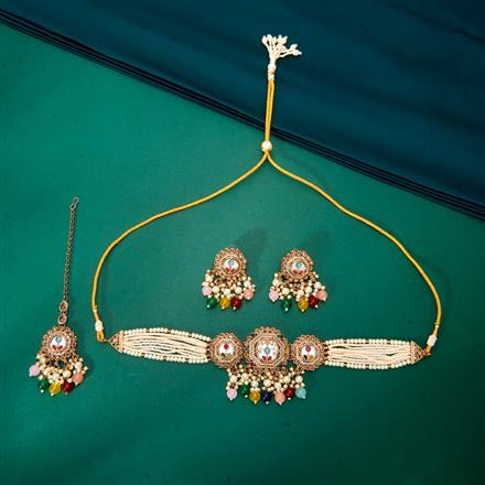 Antique Choker Necklace With Mehndi Plating Plating