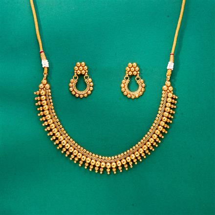 Antique Plain Gold Necklace Set With Gold Plating
