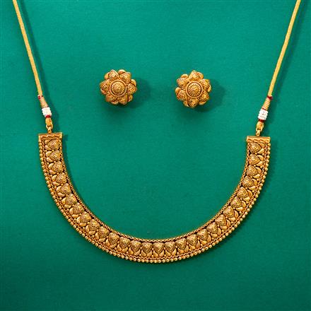 Antique Plain Matte Gold Necklace With Matte Gold Plating