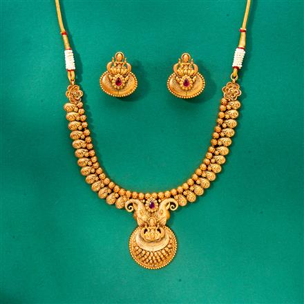 Antique Temple Necklace With Matte Gold Plating
