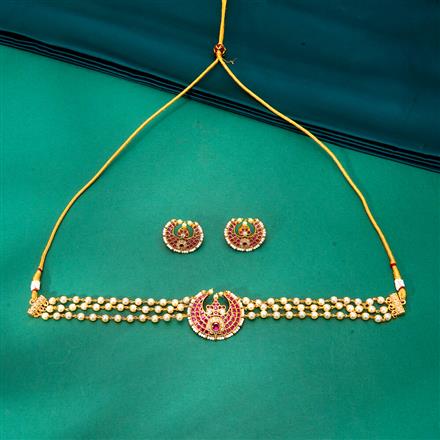 Antique Moti Necklace With Gold Plating