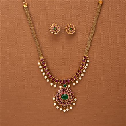 Antique South Indian Necklace With Matte Gold Plating